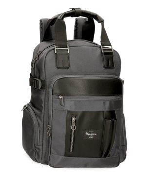 Pepe Jeans - Mochila De Hombre Bomber Para Portátil Con Dos Compartimentos En Gris Oscuro