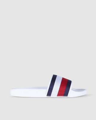 Tommy Hilfiger - Chanclas De Mujer En Blanco Con Detalle Logo Bandera