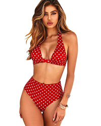 Voqeen Traje de Baño Bikini Floral Mujer Bikinis Sujetador Push-up Sexy Traje de Baño de Dos Piezas BañAdores Tops y Braguitas Ropa de Playa (Rojo y P precio