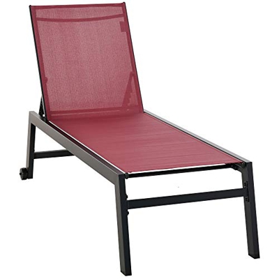 Outsunny Tumbona Multiposiciones de Jardín con Respaldo Reclinable en 5 Posiciones de Aluminio y textilene Carga 160 kg para Patio Terraza 169x65x102 