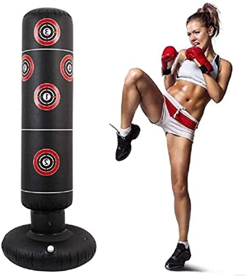 Ducomi Greg - Saco de boxeo inflable – Entrenamiento boxeo, kick boxing, fitboxe – Saco base rellenable con arena, agua para adultos – Gimnasio y casa
