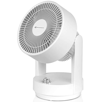 MYCARBON Ventilador de Mesa Ventilador Silencioso con 3 Velocidades Oscilante Auto 60°/Manual 90° Ventilador de Escritorio para Circulación de Aire