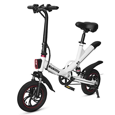 Roeam Bicicleta eléctrica Plegable de 12 Pulgadas con Asistencia eléctrica, Rango de 25-30 km con Amortiguador para desplazamientos