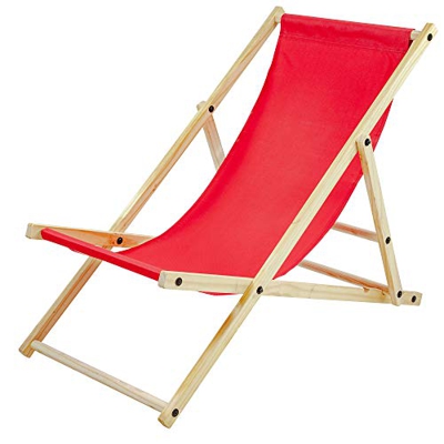 Albatros Tumbona Sun, Rojo, Plegable, Silla de Playa, Madera, terraza Exterior