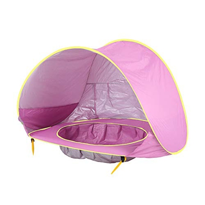 Chiatai - Tienda de campaña plegable para bebé, para niños, portátil, protección UV, protección solar, toldo con piscina de playa, color rosa