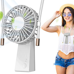 Ventilador USB,Baozun Mini Ventiladores de cuello de Mano Portátil con Cuerda para Colgar Puede Girar 90 Grados 3 Velocidades Eléctrico Ventilador Rec características