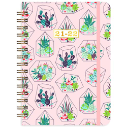 Agenda 2021 2022 – A5 – Agenda semanal de julio 2021 hasta junio 2022, 15 x 21 cm, diseño de cactus rosa características