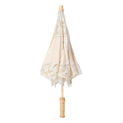 Samfox Paraguas de Encaje, Encaje Flor Bordado Sombrilla Paraguas de Verano Fotografía de La Novia de La Boda Paraguas(L-Beige) en oferta