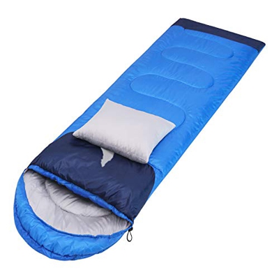 thematys Cómodo Saco de Dormir con Forro de algodón - Saco de Dormir de Momia Acampar, Festivales y Pesca - 2 Colores Diferentes (Azul, Peso 1,35kg)