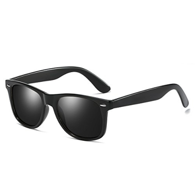 Rocf Rossini Vintage Gafas de Sol para Hombres Polarizadas Gafas Mujer Conducción Retro 100% Protección UV400 (Negro/gris)