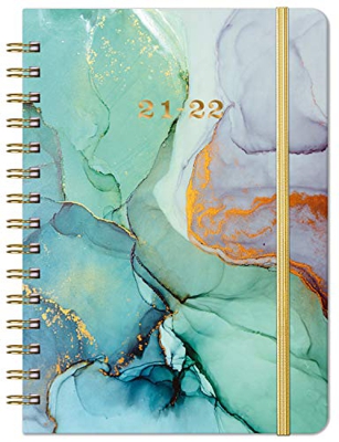 Agenda semanal y mensual de 2021-2022, con pestañas para cada mes, de 16 x 21,3 cm, de julio 2021 a junio 2022, con tapa dura flexible y papel grueso,