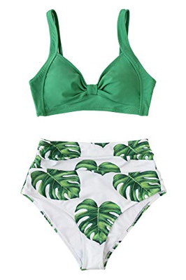 CUPSHE Conjunto de Bikini Estampado Floral Anudado Traje de Baño, XL