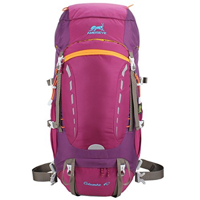 Eshow 40L Mochilas de Senderismo Al Aire Libre de Nailon Impermeable Mochilas Montaña Mochila de Viaje Para Hombre y Mujer Color Rojo Oscuro