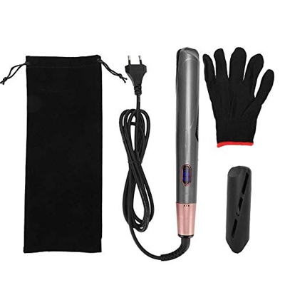 Plancha de pelo de rizador de pelo de titanio de cerámica 2 en 1 plancha plana con indicador LED rizador profesional con guantes para todo tipo de cab