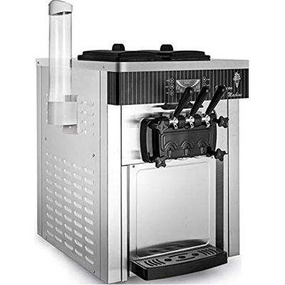 BuoQua Máquina de Helados Soft Heladera Maquina Helados Soft Comercial Maquina Helados Soft con 2 + 1 Sabores Vertical Ice Cream Maker 2200W Máquina d