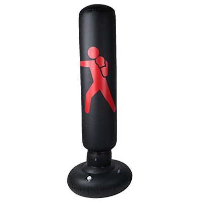 Alomejor Saco De Boxeo De Pie Equipo De Entrenamiento Bxing Saco De Boxeo Inflable para Entrenamiento De Patada De MMA(Black)