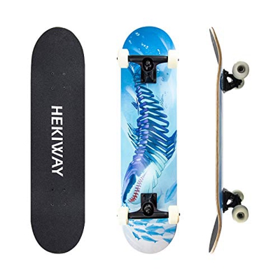 Hekiway - Tabla de skateboard, tabla completa con rodamientos ABEC-7 de 7 capas 90A de arce duro, 78,7 x 20,3 x 12,7 cm, carga de hasta 100 kg, para p