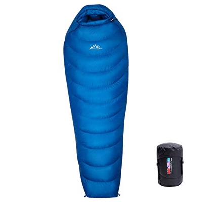 LMR Saco de Dormir Ultraligero para Camping con Saco de compresión, para Exteriores (Azul Marino)