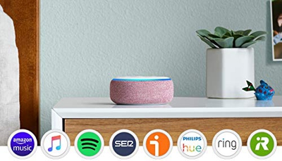 Echo Dot (3.ª generación), tela de color malva + Tapo P100 Enchufe inteligente, compatible con Alexa