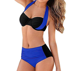 riou Bikinis Mujer 2019 Push Up Trajes de Baño Sexy Bikini con Cintura Alta Acolchado Cosiendo Color Dividido BañAdores Conjunto de Bikini con Relleno precio