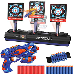 Objetivo de Tiro Electrónico para Nerf, Diana Digital con 1 Pistola, 40 Dardos de Espuma, Rebote Automático, Función de Puntuación, Sonido y Luz, Jueg precio