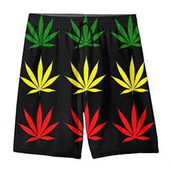 Ccsoixu Marijuana Leaf Summer Swim Trunks 3D Print Beach Board Shorts Elastic Waist for Teen Boys&Girls,M precio