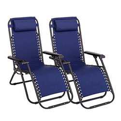 GREEN WICH Tumbonas de jardín Plegables y reclinables en Varias Posiciones, Estable, Segura y cómoda, Negro, Gris y Azul (Azul 2 Unidades) en oferta