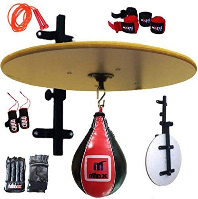 MADX - Plataforma plegable para sparring de boxeo, entrenamiento, bola color rojo, de piel, 10 piezas