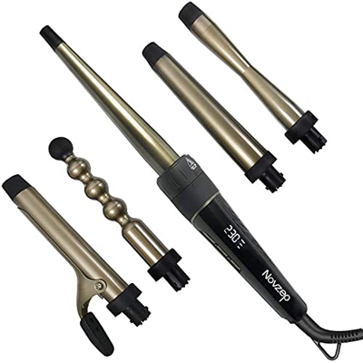 Rizador de pelo, juego 5 en 1, multifunción, revestimiento de cerámica, intercambiable, con un guante, tecnología de temperatura que protege tu cabell