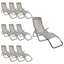 Garden House Garage 91 MegaPack 10 Tumbonas Ajustable 2 Posiciones Textil Marrón GH91 en oferta