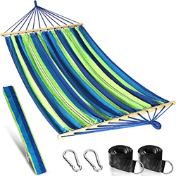 Anyoo Garden Hamaca de Algodón con Barras de Madera de 120 cm Hamaca Individual Compacta Portátil con Bolsa de Viaje Patio al Aire Libre, Carga 200 kg en oferta
