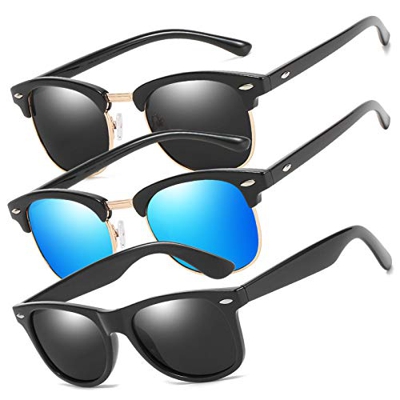 Perfectmiaoxuan Pack de 3 Gafas de Sol Hombre Mujer Polarizadas CAT 3 CE UV400 Gafas retro clásicas Conducción Correr Ciclismo Pesca Golf Verano Turis
