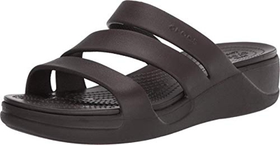 Crocs Mujer Monterey Strappy Wedge, Espresso, 39-40