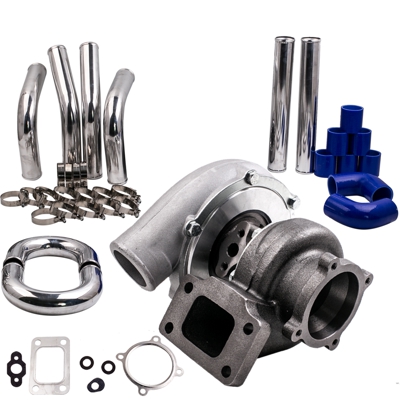 Universal gt35 turbo turbocompresor refrigerado por agua y kit de tubería de intercooler de 2,5 pulgadas