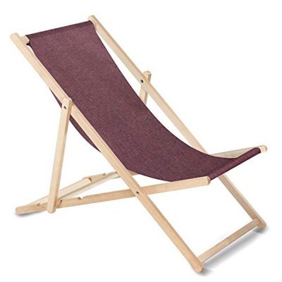 GreenBlue GB183M Tumbona Clásica Plegable Ajustable de Madera Melange (Melange - Burdeos)
