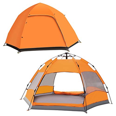 LAKWAR Tienda de campaña instantánea para 4 personas, ligera, portátil y duradera, excelente diseño de ventilación, buena para viajes en familia, send