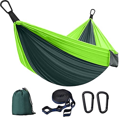 CHYBFU Hamaca Ultraligera para Camping, Viaje y Jardin, 300KG de Capacidad de Carga, Hamacas Colgantes Nylón de Paracaída Portátil y Transpirable con 