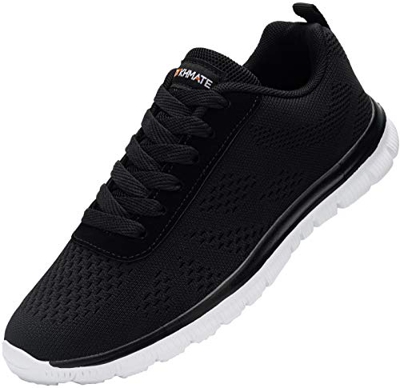 DYKHMATE Zapatillas de Deportivas Hombre Ligero Transpirable Running Zapatos Casual Gimnasio Sneakers (Blanco Negro,43 EU)