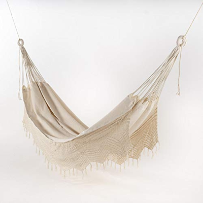 Hamaca de algodón para jardín |130 x 200 cm|Color Beige
