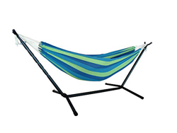 Trayd-On Hamaca con armazón de 300 g/m², mezcla de poliéster y algodón (azul), 260 x 100 x 100 cm, bolsa de transporte incluida para interiores y exte precio