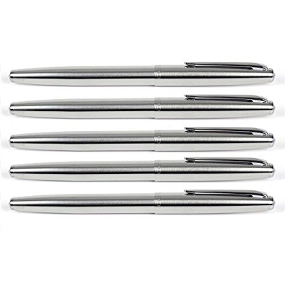 Plumas estilográficas de acero inoxidable Gullor 5 piezas, plumín EF, estilográficas clásicas con convertidores de tinta