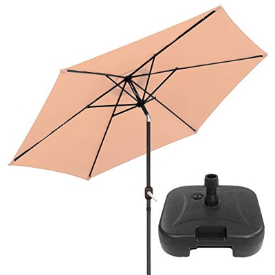 Pack de Parasol jardín inclinable Beige de Aluminio de Ø 300 cm y Base de Parasol - LOLAhome