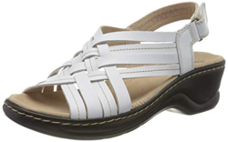 Clarks Lexi Carmen, Sandalias de Talón Abierto Mujer, Blanco (White Leather White Leather), 38 EU en oferta
