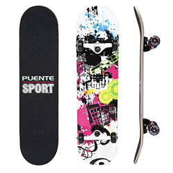 NACATIN Skateboard Completo para Adultos y Niños con Rotamiento 602 y 608 ABEC-9, 92A y 8 Capas de Madera de Arce Monopatin 80x20x11cm, Carga de 180 K en oferta