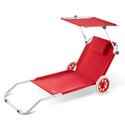 Deuba Tumbona de jardín de Aluminio Creta con 2 Ruedas Techo Plegable 150x52cm de Playa terraza Patio Camping fácil Transporte en oferta