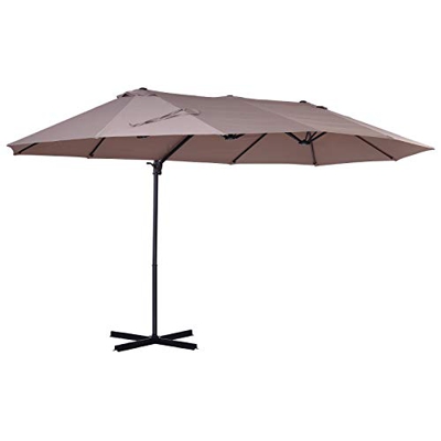 Sombrilla Doble Parasol Grande Inclinable para Jardín PatioTerraza Playa con Manivela Abrir y Cerrar Fácilmente 12 Varillas de Acero Ofrece Una Alta E