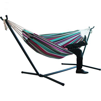 Funight Hamaca De Viaje Al Aire Libre, 200 Cm X 150 Cm, Cama Colgante De Lona con Rayas para Parejas, Cama Colgante para Jardín Al Aire Libre, Patio, 