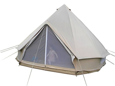 qexan 5 x 5 m Bell Tent para 10 personas con cremallera en suelo (color beige)