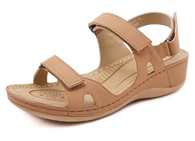 Sandalias con Punta Abierta para Mujer de Cuero Cómodo Sandalias de Caminar Antideslizantes Zapatos de Viaje Verano Playa con Ajustable al Tobillo Mar