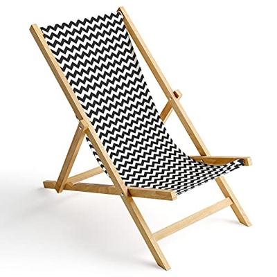 Ferocity Tumbona de Madera Plegable, Silla de Playa con Funda Intercambiable, diseño Zig-Zag 1 [119]